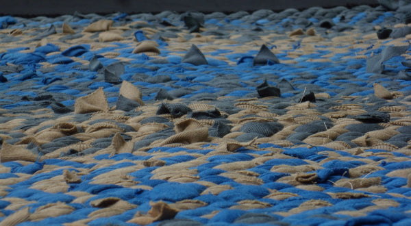 Blue, Beige, & Gray Woven Rug, 48" x 31" - Woven Rug -  -  Karen Tiede Studio - 2