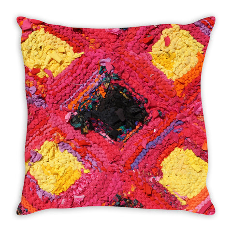 Pink & Yellow Log Cabin Throw Pillow