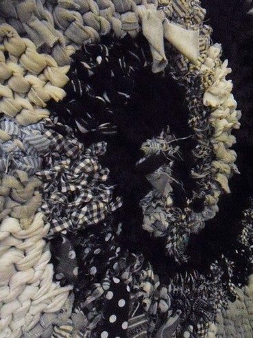 Black and White and Gray Spiral Rug, 44" - Knitted rug -  -  Karen Tiede Studio - 3