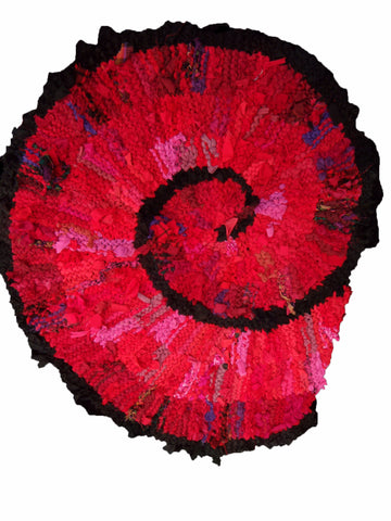 Red Nautilus Rag Rug, 47" x 38" - Knitted rug -  -  Karen Tiede Studio - 1