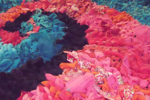 Teal & Peach Nautilus Rug 45" X 32" - Knitted rug -  -  Karen Tiede Studio - 2