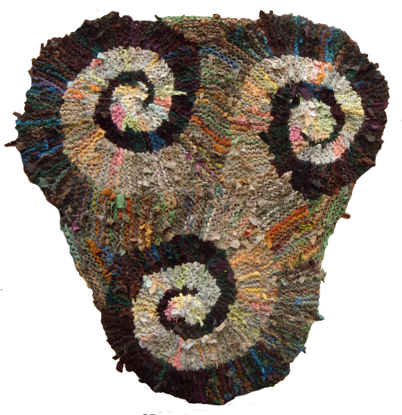 Brown Triple Spiral (Triskele) Rag Rug, 50" - Knitted rug -  -  Karen Tiede Studio - 1