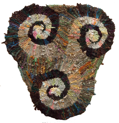 Brown Triple Spiral (Triskele) Rag Rug, 50" - Knitted rug -  -  Karen Tiede Studio - 1