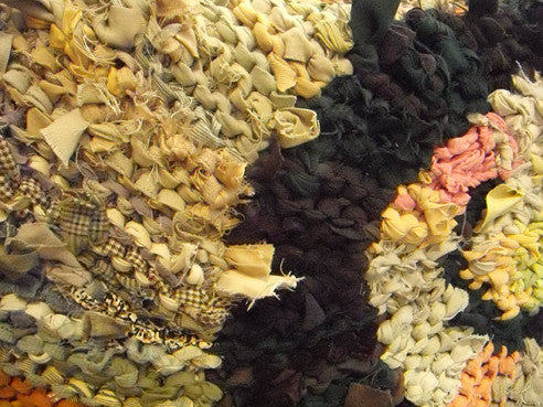 Brown Triple Spiral (Triskele) Rag Rug, 50" - Knitted rug -  -  Karen Tiede Studio - 2