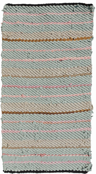 Green, Pink & Tan Woven Rug, 31" x 55" - Woven Rug -  -  Karen Tiede Studio - 1