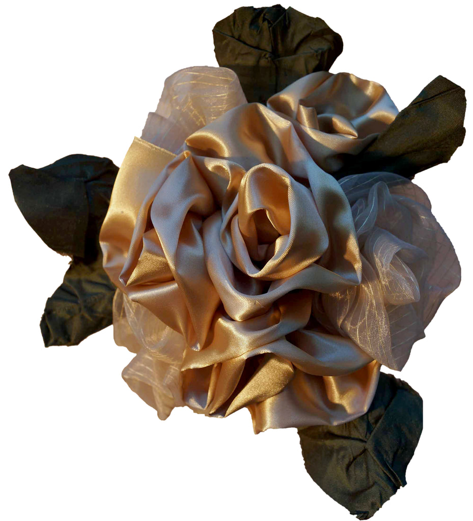 Gold Satin & Chiffon Roses