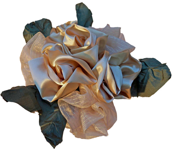 Gold Satin & Chiffon Roses