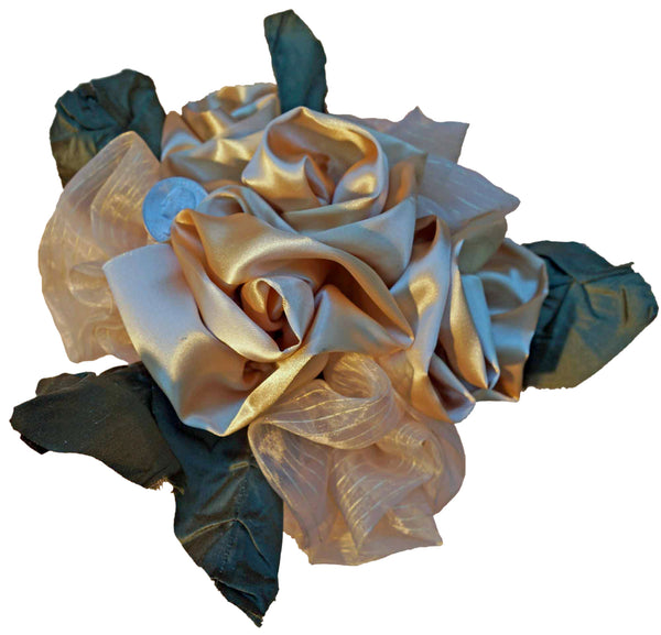 Gold Satin & Chiffon Roses