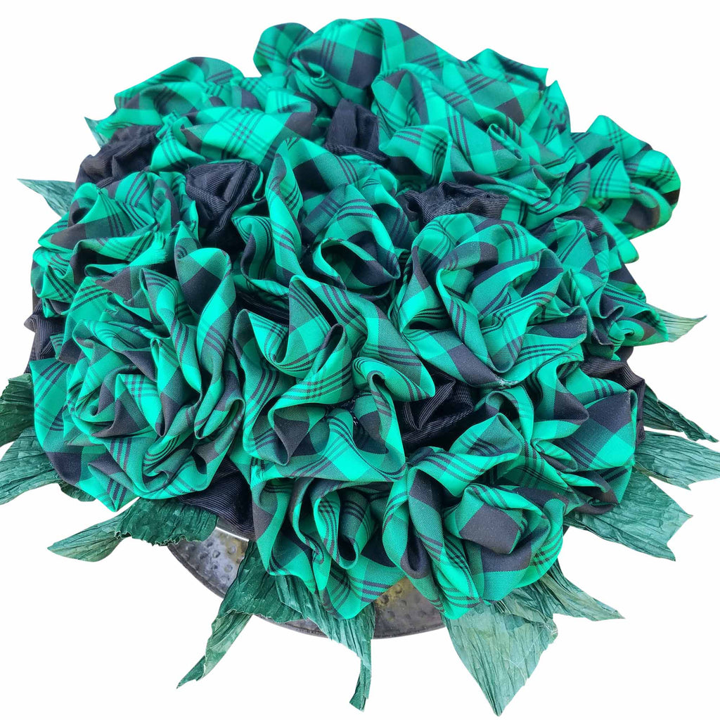 Green Plaid Roses in a Revere Bowl