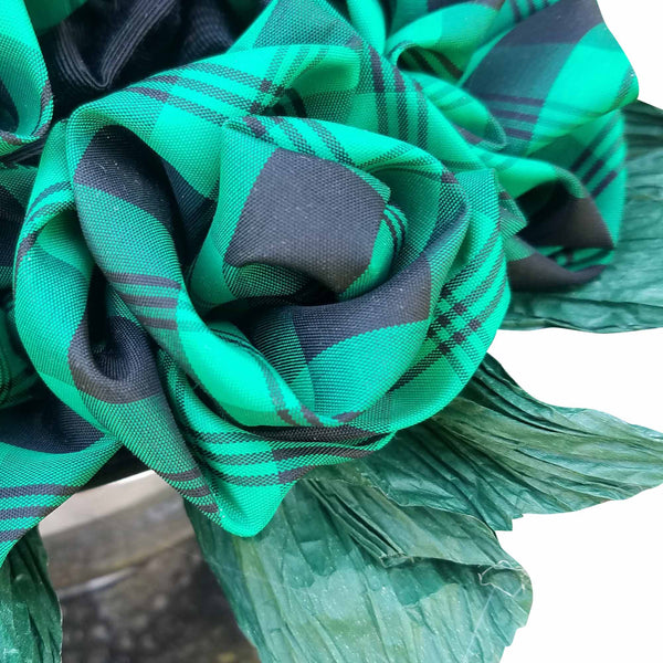 Green Plaid Roses in a Revere Bowl