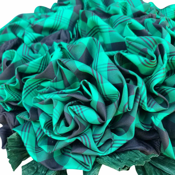 Green Plaid Roses in a Revere Bowl