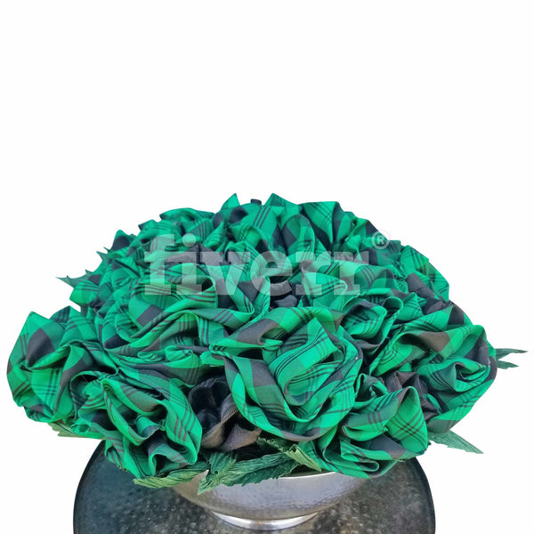 Green Plaid Roses in a Revere Bowl