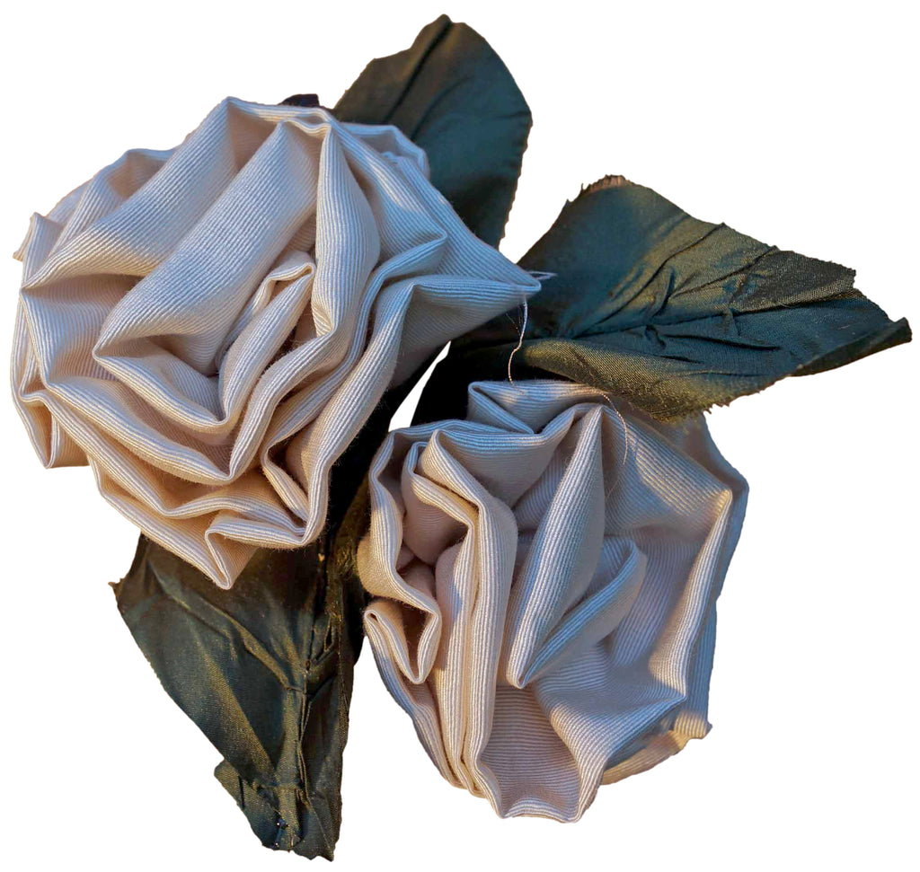 White Moire Satin Roses