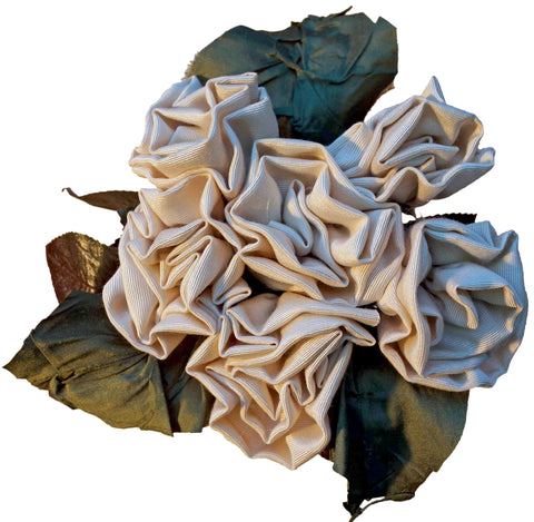 White Moire Satin Roses (6)