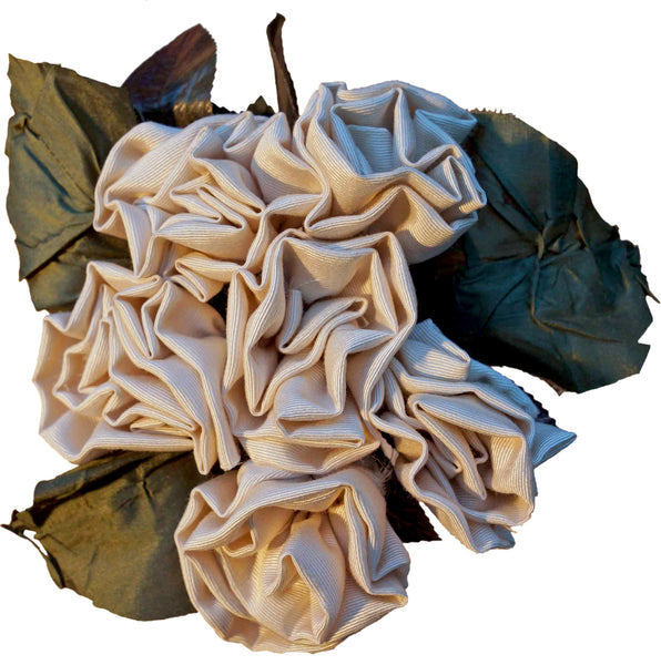 White Moire Satin Roses (6)
