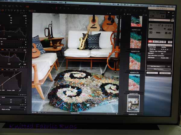 Brown Triple Spiral (Triskele) Rag Rug, 50" - Knitted rug -  -  Karen Tiede Studio - 7