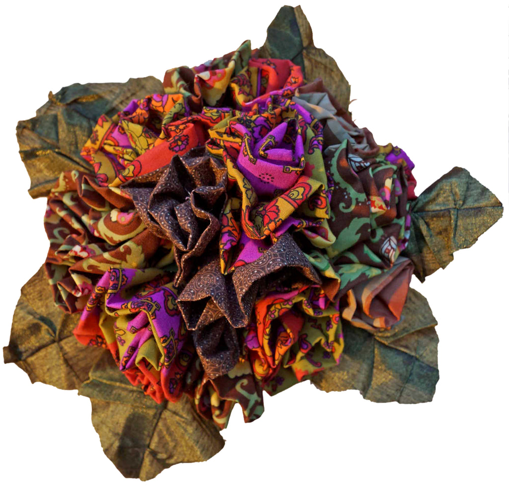 Pink Orange & Brown Cotton Rose Bouquet