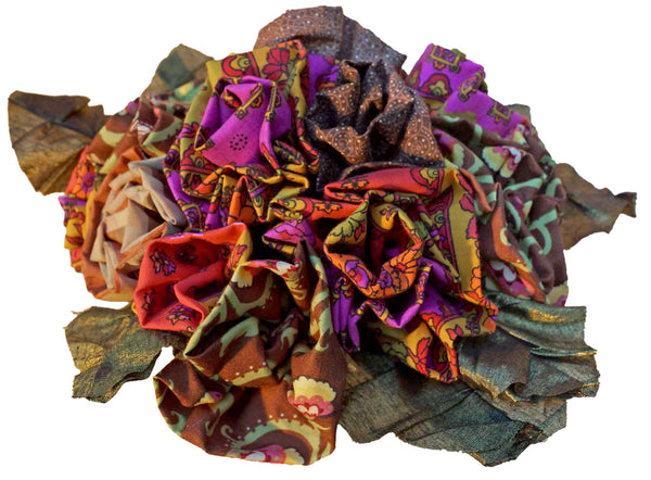 Pink Orange & Brown Cotton Rose Bouquet