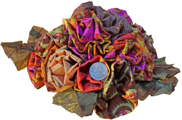 Pink Orange & Brown Cotton Rose Bouquet