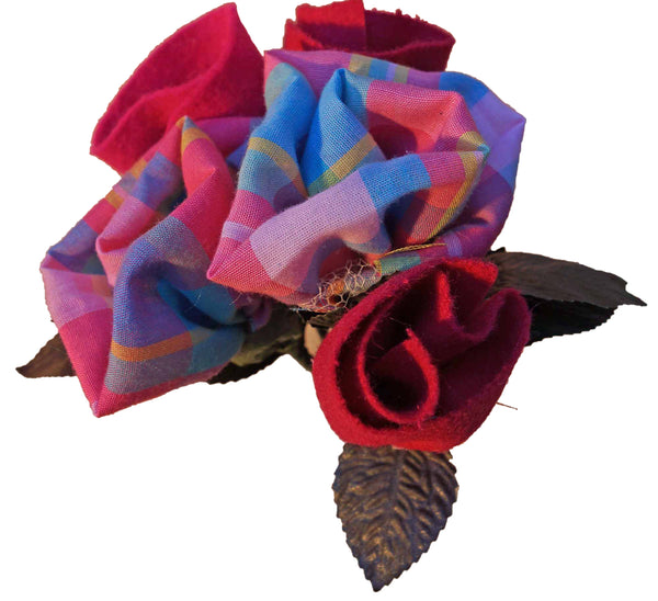 Pink Plaid Roses & Felt Tulips