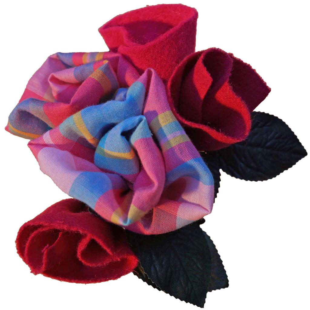 Pink Plaid Roses & Felt Tulips