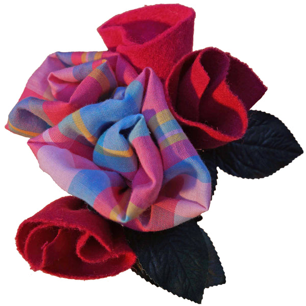 Pink Plaid Roses & Felt Tulips