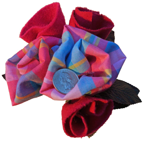 Pink Plaid Roses & Felt Tulips