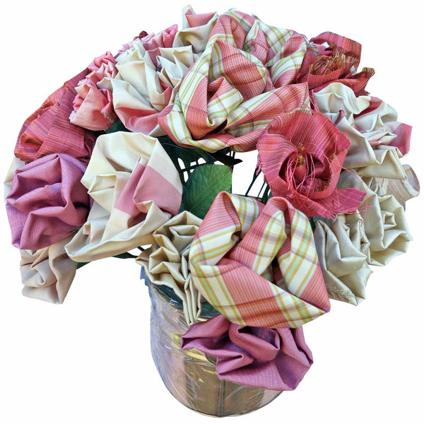 Plaid Roses in a Brass Container