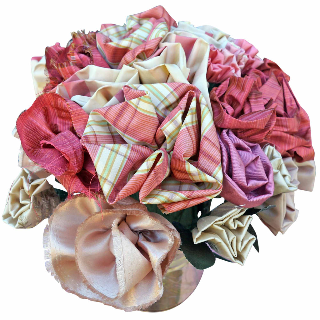 Plaid Roses in a Brass Container