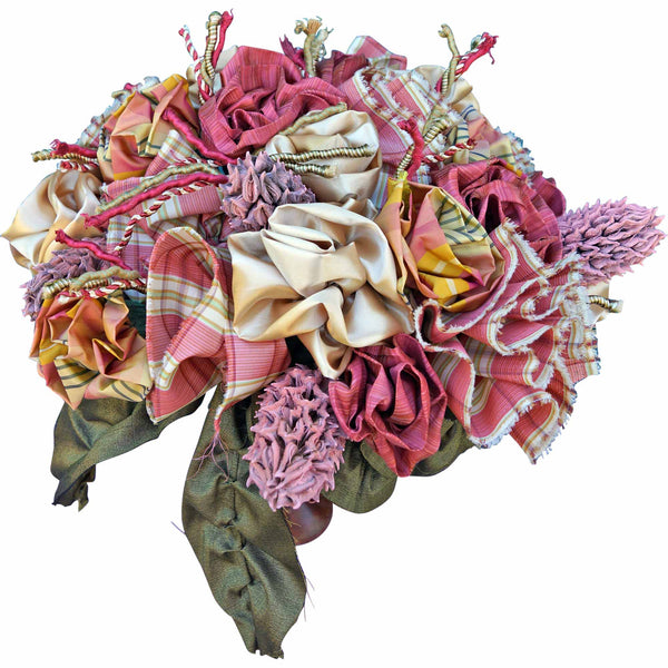 Plaid Roses in an Urn with Magnolias