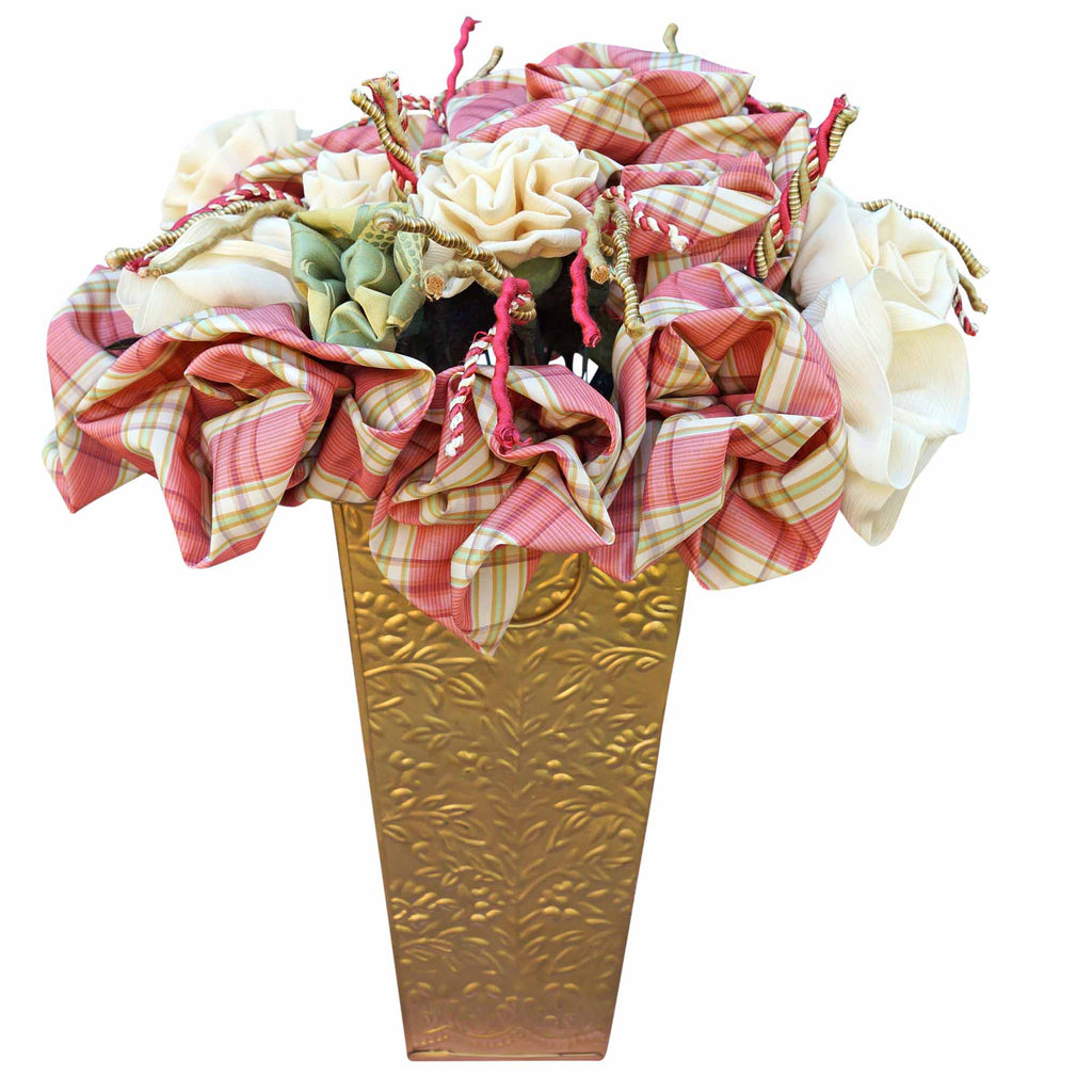 Plaid Roses in a Tall Container