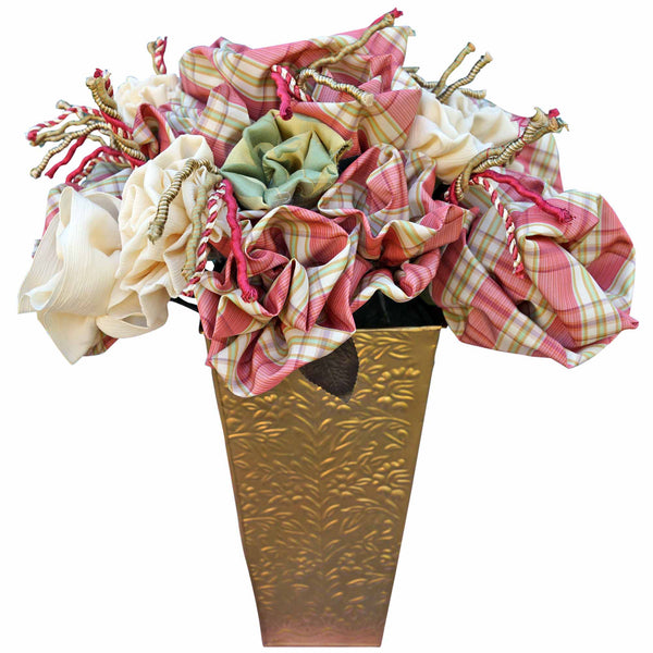 Plaid Roses in a Tall Container