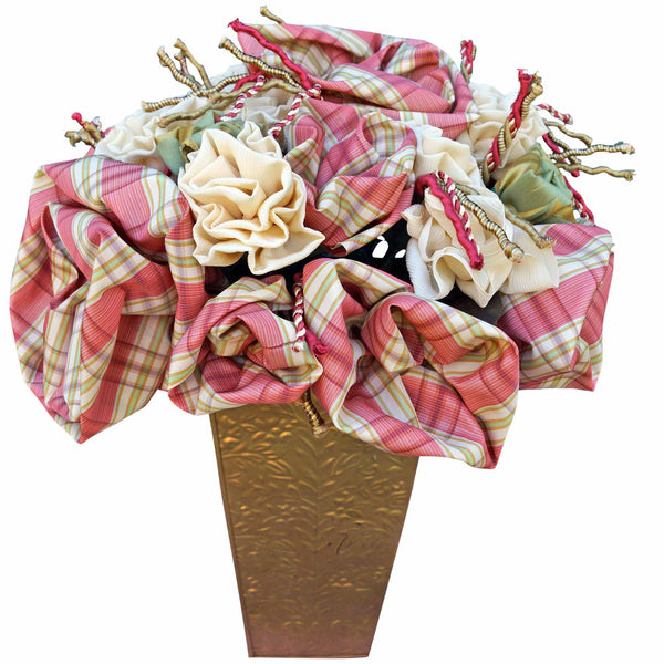 Plaid Roses in a Tall Container