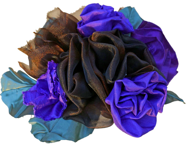Purple & Brown Chiffon Rose Bouquet