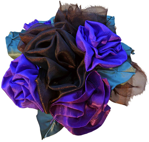 Purple & Brown Chiffon Rose Bouquet