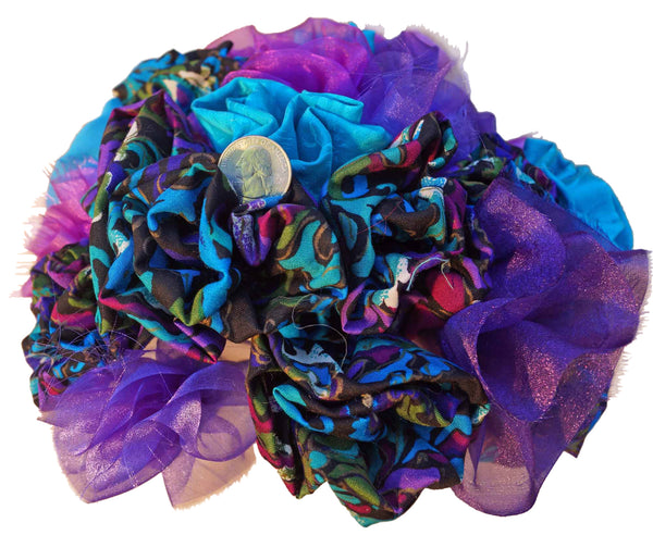 Purple & Teal Rayon Rose Bouquet