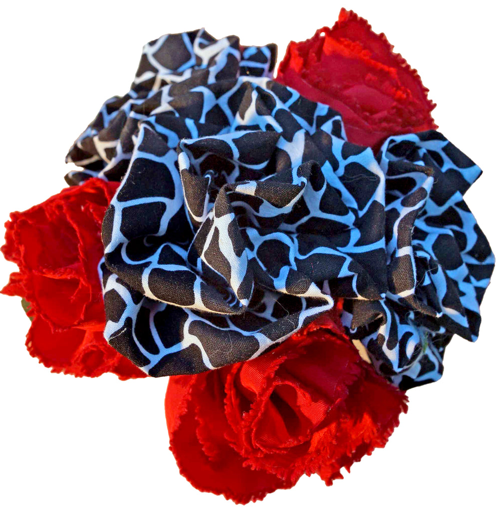 Red Carnations and B&W Giraffe Roses