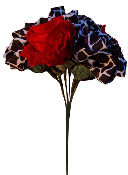 Red Carnations and B&W Giraffe Roses