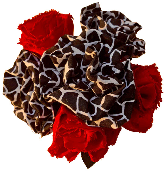 Red Carnations and B&W Giraffe Roses