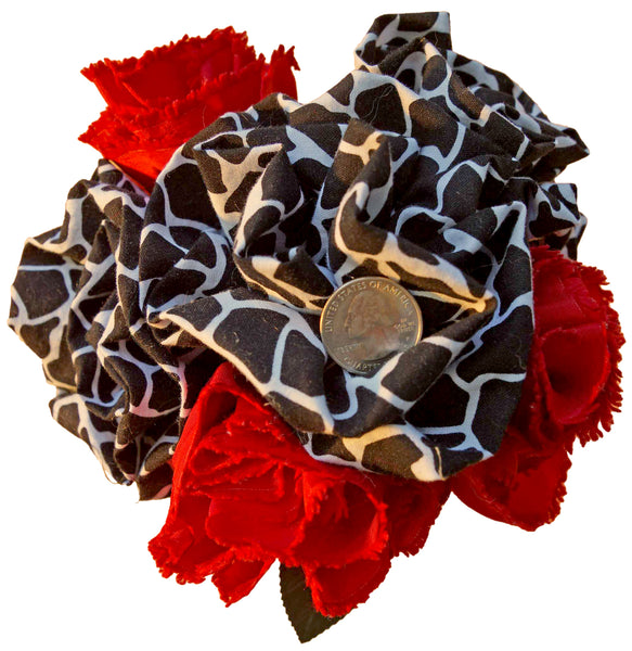 Red Carnations and B&W Giraffe Roses