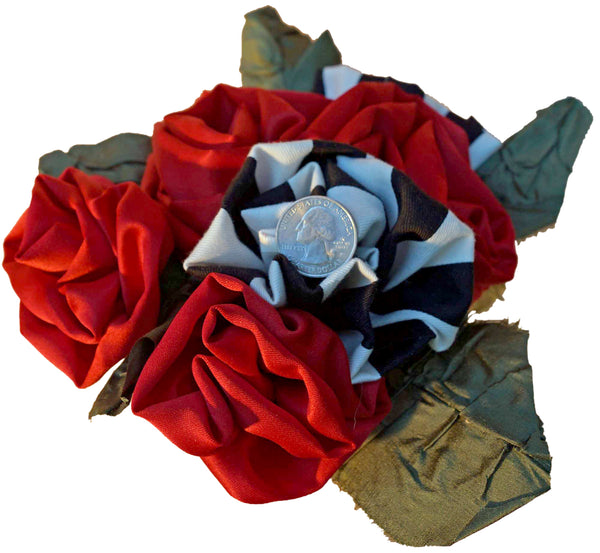 Red Roses & Striped Flowers