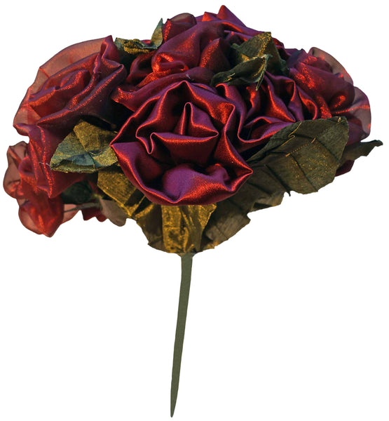 Red Satin & Organza Rose Bouquet