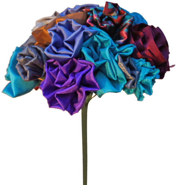 Red, Turquoise & Silver Rose Bouquet