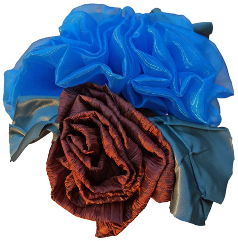 Turquoise Organza & Copper Rose Bouquet