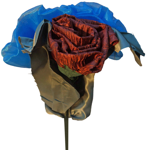 Turquoise Organza & Copper Rose Bouquet