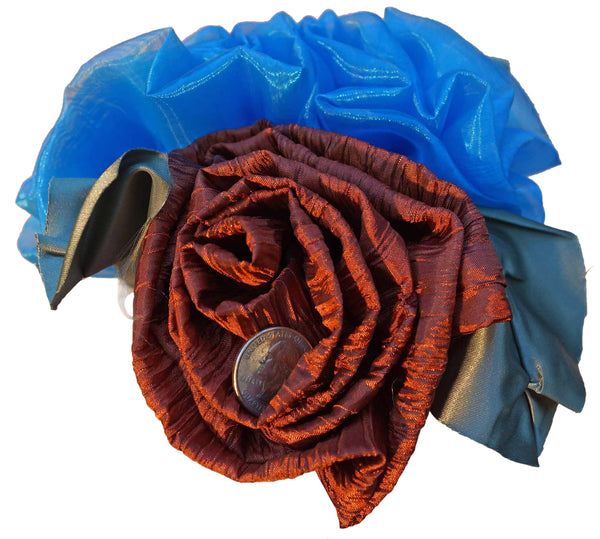 Turquoise Organza & Copper Rose Bouquet