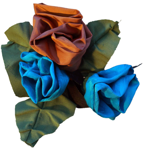 Turquoise & Copper Silk Rose Bouquet