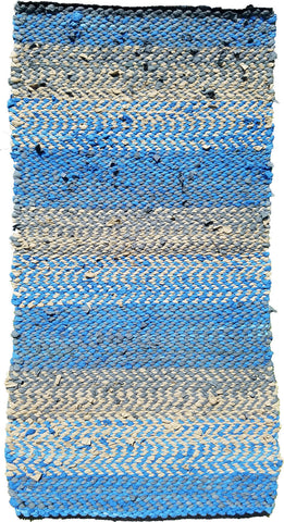 Blue, Beige, & Gray Woven Rug, 48" x 31" - Woven Rug -  -  Karen Tiede Studio - 1