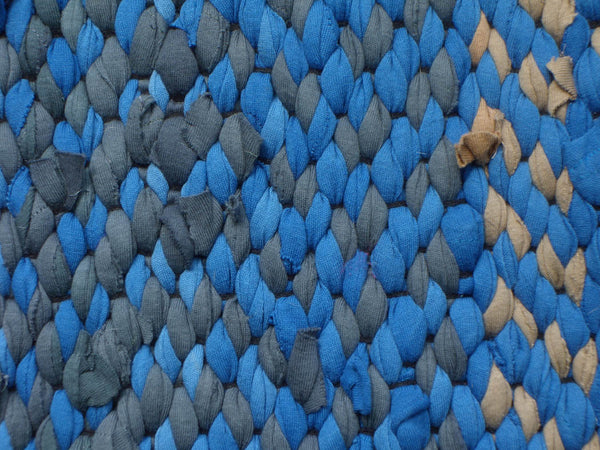 Blue, Beige, & Gray Woven Rug, 48" x 31" - Woven Rug -  -  Karen Tiede Studio - 4