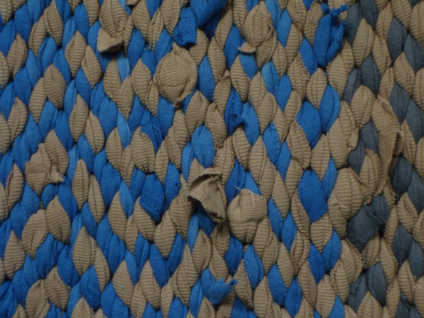 Blue, Beige, & Gray Woven Rug, 48" x 31" - Woven Rug -  -  Karen Tiede Studio - 5